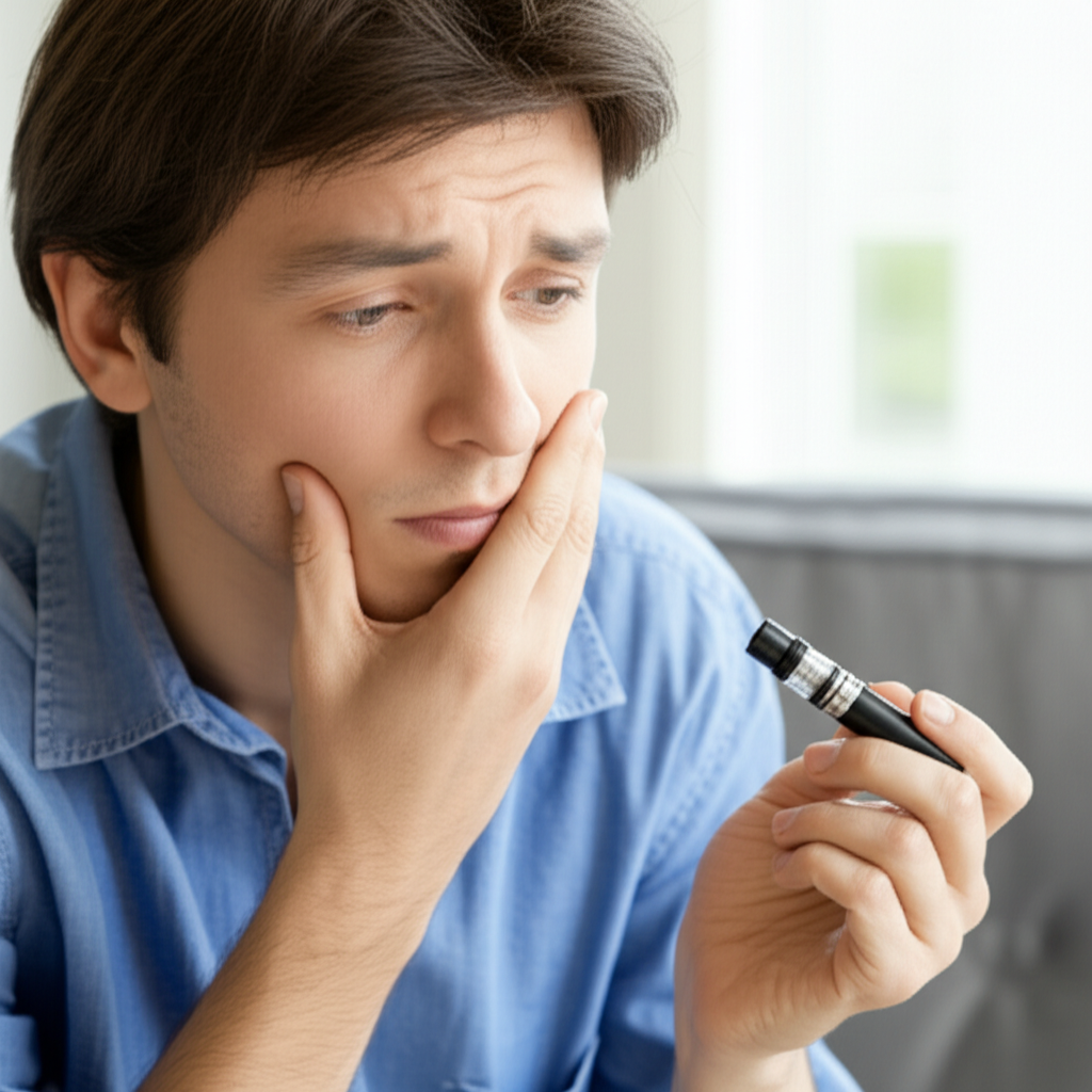 Generate a high-quality, relevant image prompt for an article about: Vaping After Tooth Extraction: